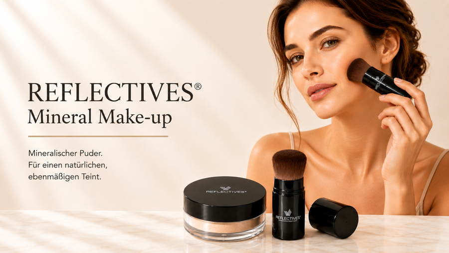 Reflectives® Mineral Make-up von Fühlbar Schön Kosmetik. Natürliches Mineralpuder für einen ebenmäßigen, strahlenden Teint. 