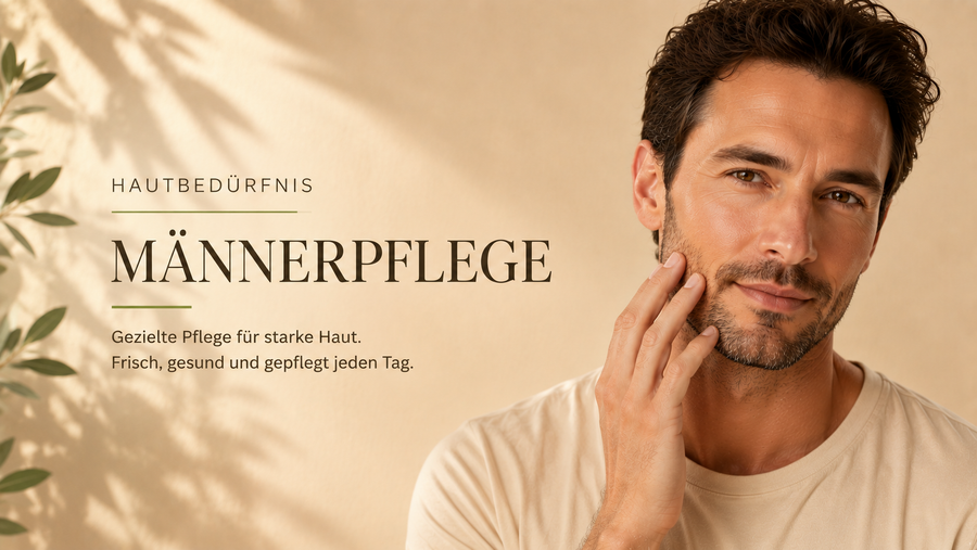 Mann mit natürlicher Haut als Symbol für hochwertige Männerpflege und moderne Gesichtspflege für Männer.