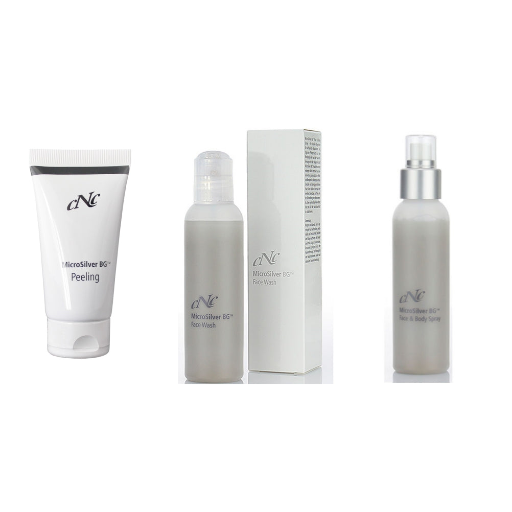 CNC MicroSilver BG™ Pflege-Set Face Wash Peeling Face & Body Spray 250 ml