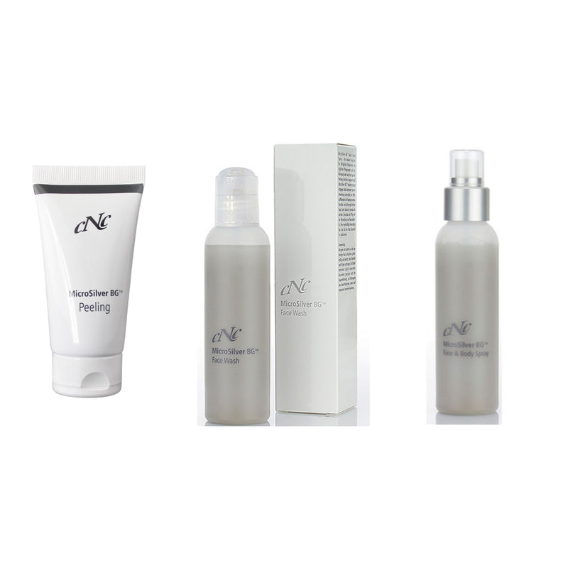 CNC MicroSilver BG™ Pflege-Set Face Wash Peeling Face & Body Spray 250 ml