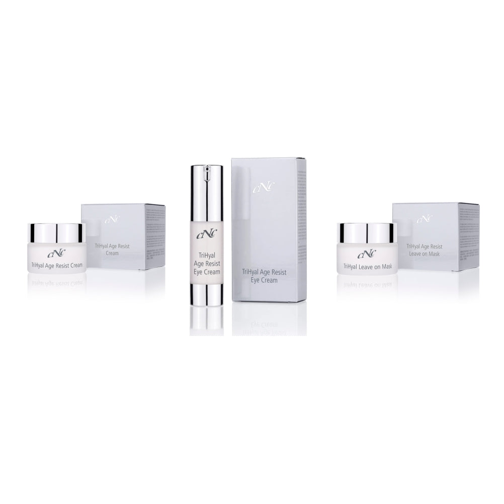 CNC aesthetic world TriHyal Age Resist Komplettset mit Creme, Augencreme und Leave-on-Maske