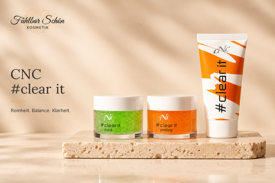 CNC #clear it Serie von Fühlbar Schön Kosmetik mit klärender Maske, Peeling und Reinigungspflege für unreine Haut 