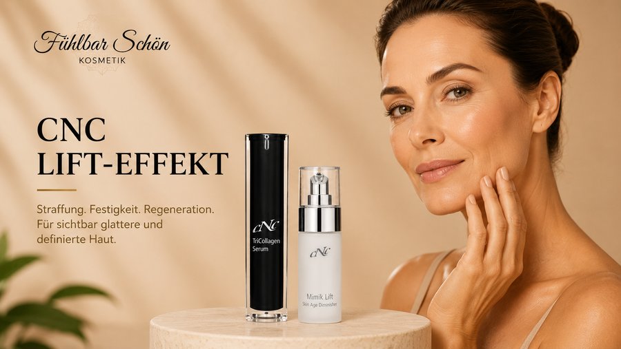 CNC Lift-Effekt Pflege mit TriCollagen Serum und Mimik Lift für sichtbar straffere Haut, definierte Gesichtskonturen und Anti-Aging Pflege bei Fühlbar Schön Kosmetik